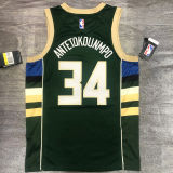 2021 Bucks Antetokounmpo #34 Green NBA Jerseys Hot Pressed
