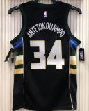2021 Bucks Antetokounmpo #34 Black NBA Jerseys Hot Pressed