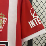 2024/25 Gijon Home Red White Fans Soccer Jersey 希洪竞技