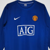 2008/09 M Utd Blue Long Sleeve Retro Jersey