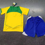 2004 Brazil Home Yellow Retro Kids Soccer Jersey