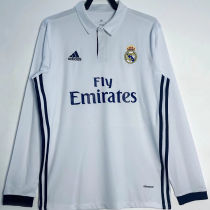 2016/17 RM White Home Retro Long Sleeve Soccer Jersey