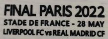 UCL FINAL PARIS 2022 Fonts 黑色欧冠胸前小字  (You can buy it OR tell us which jersey to print it on. )