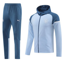 2024 Man City  Blue Gray Hoody Zipper Jacket Tracksuit