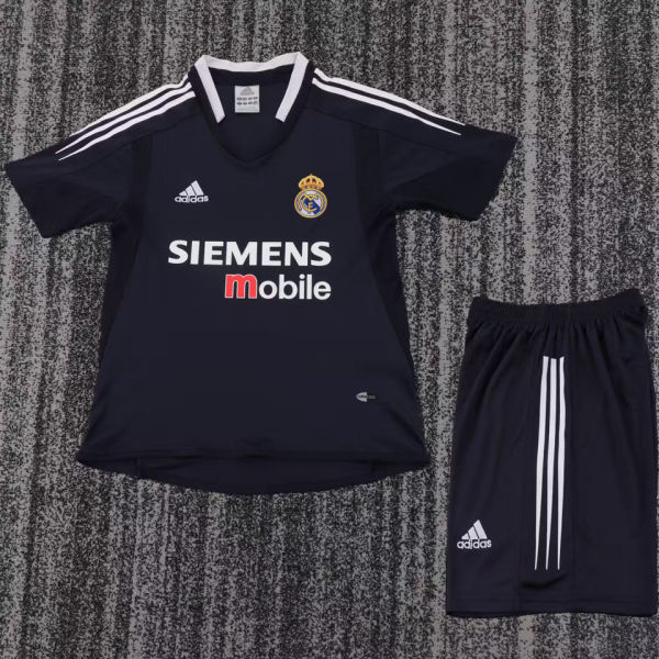 2004/05 RM Away Black  Retro Kids Soccer Jersey
