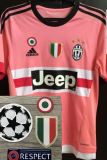 2015/16 JUV Pink Retro Soccer Jersey带欧冠章。圆环。意甲盾