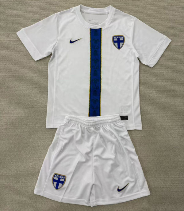 2025/26 Finland Home White Kids Soccer Jersey