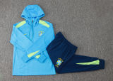 2024/25 Brazil Blue Hoody Zipper Jacket Tracksuit
