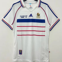 1998 France Away White Retro Soccer Jersey 有胸前小字