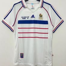 1998 France Away White Retro Soccer Jersey 有胸前小字