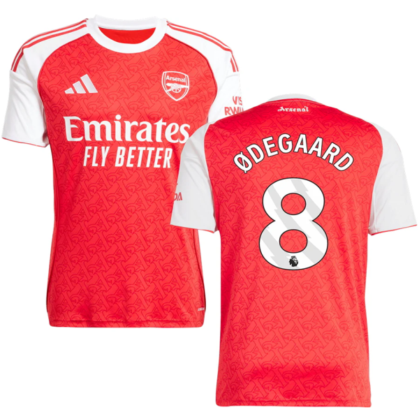 ØDEGAARD #8 ARS 1:1 Quality Home Red Fans Soccer Jersey 2025/26 (League (League Font 联赛字体 ) ★★