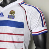 1998 France Away White Retro Player Version Soccer Jersey