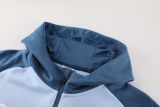 2024 Man City  Blue Gray Hoody Zipper Jacket Tracksuit