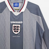 1996 England Away Grey Retro Long Sleeve  Jersey