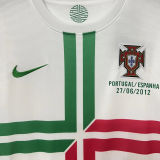 2012 Portugal Away White Long Sleeve Retro Soccer Jersey