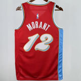 2025 Grizzlies MORANT #12 Red City Edition NBA Jerseys Hot Pressed