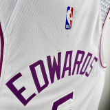Timberwolves EDWARDS #5 White NBA Jerseys