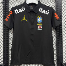 2026/27 Brazil Black Casual Pure Cotton POLO T-Shirt 肩膀字白色