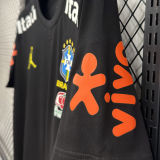 2026/27 Brazil Black Casual Pure Cotton T-Shirt 肩膀字白色