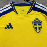 2026/27 Sweden Home Yellow Fans Soccer Jersey (Have Right Patch 有右臂章 黑底白字）