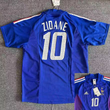 ZIDANE #10 France Home Blue Retro Soccer Jersey  2002 ★★