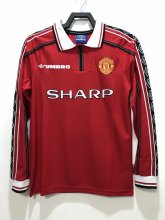 Retro Manchester United Home Long sleeve 1:1 Quality Soccer Jersey  1998-1999