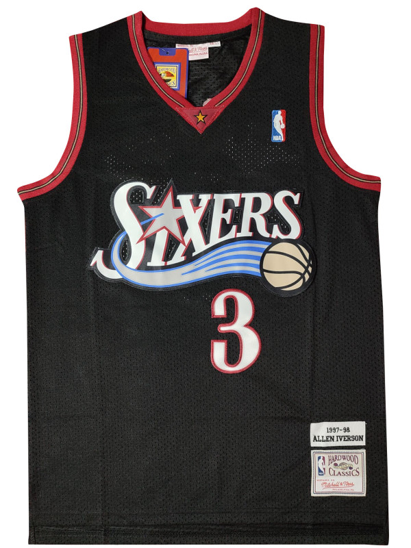 NBA 76ers Lverson 1997-1998 black classic Mesh Jersey