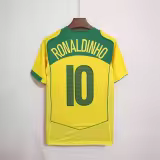 Retro Brazil Home # 10 RONALDINHO  #9 RONALDO  #8 KAKA 1:1 Quality Soccer Jersey   2004