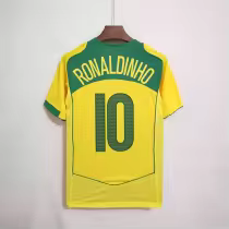 Retro Brazil Home # 10 RONALDINHO  #9 RONALDO  #8 KAKA 1:1 Quality Soccer Jersey   2004