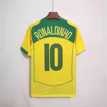 Retro Brazil Home # 10 RONALDINHO  #9 RONALDO  #8 KAKA 1:1 Quality Soccer Jersey   2004