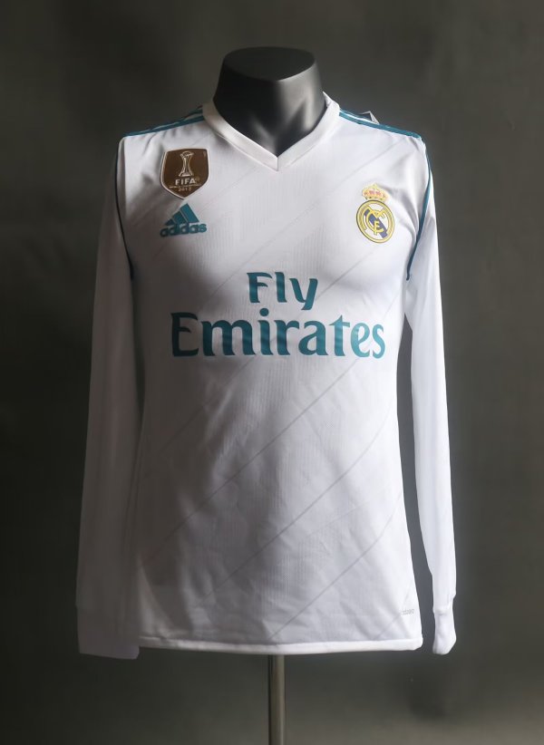 Retro Real Madrid Home Long Sleeve player 2017  2018   1:1 Quality Soccer Jersey