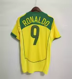 Retro Brazil Home # 10 RONALDINHO  #9 RONALDO  #8 KAKA 1:1 Quality Soccer Jersey   2004