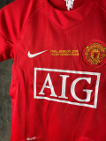 Retro Manchester United home with embroidery champion  kids 1:1 Quality Soccer Jersey   2007-2008