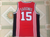 Soviet Union #15 avidas sabonis red basketball shirt
