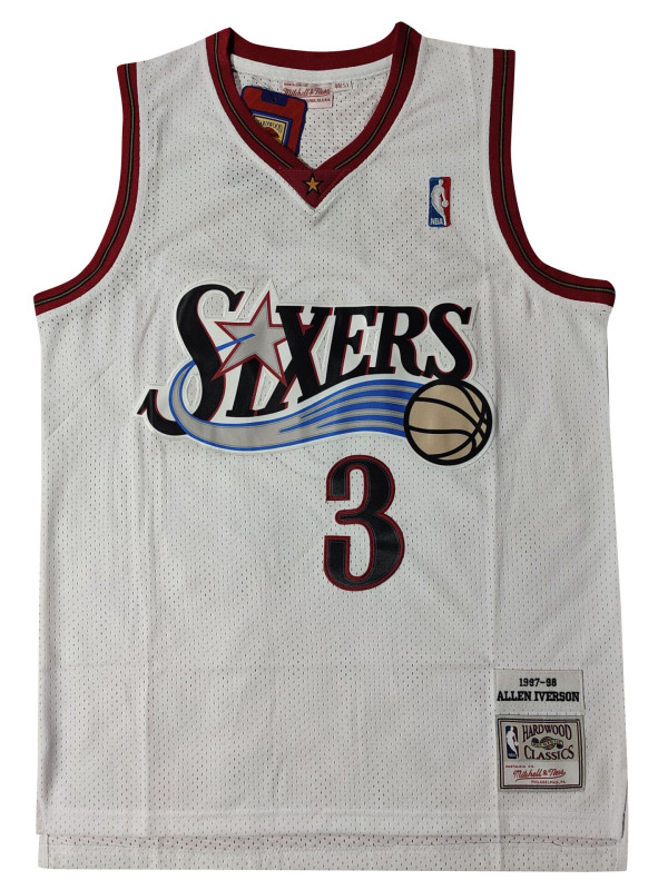 NBA 76ers Lverson 1997-1998 white classic Mesh Jersey