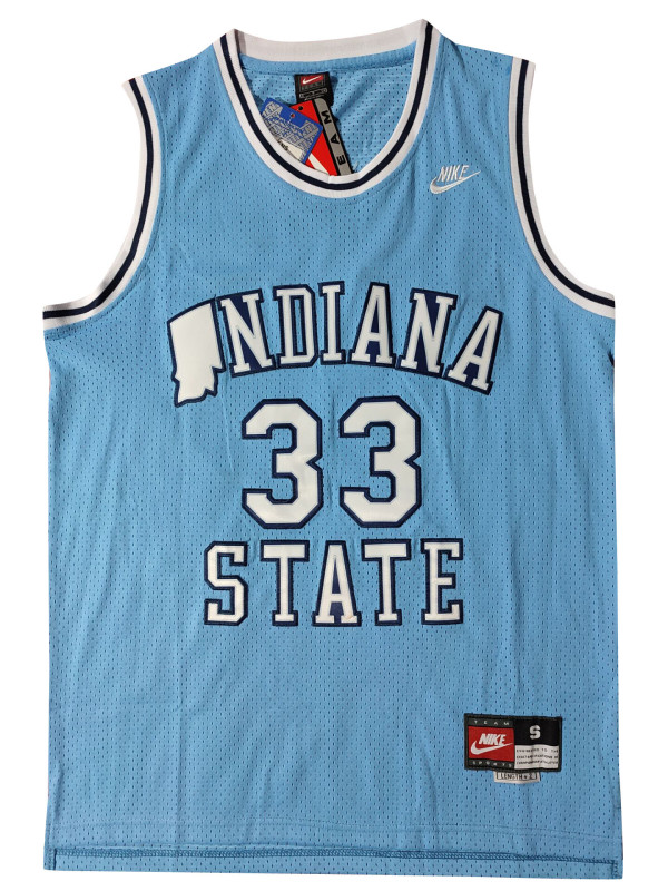 NCAA Bird #33 University blue top grade Mesh Jersey