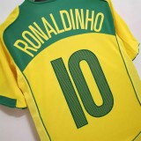Retro Brazil Home # 10 RONALDINHO  #9 RONALDO  #8 KAKA 1:1 Quality Soccer Jersey   2004