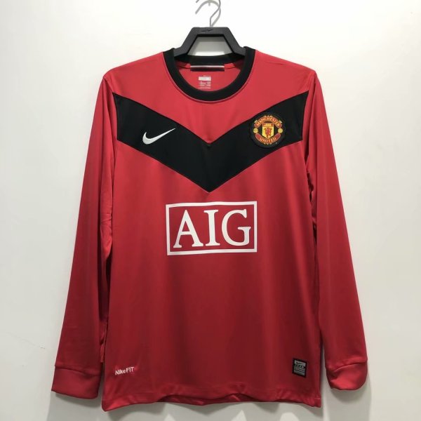 Retro  Manchester United Home Long Sleeve 1:1 Quality Soccer Jersey  2009-2010