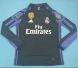 Retro Real Madrid away Black Sleeve  1:1 Quality Soccer Jersey    2016-2017