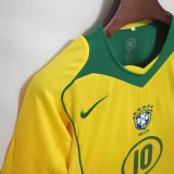 Retro Brazil Home # 10 RONALDINHO  #9 RONALDO  #8 KAKA 1:1 Quality Soccer Jersey   2004