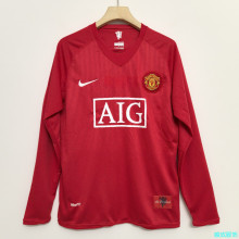 Retro Manchester United Home Long Sleeve 1:1 Quality Soccer Jersey   2007-2008