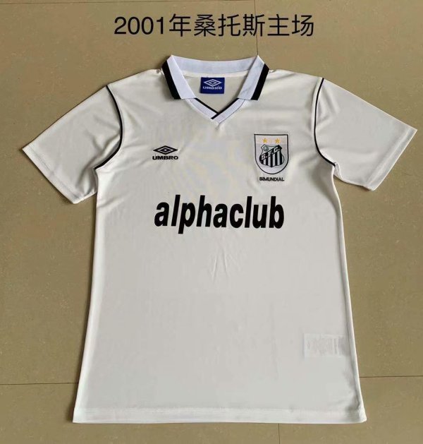 Retro Santos FC Home Fans 1:1 Quality Soccer Jersey  2001