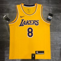 NBA Laker crew retro Yellow No. 8 Kobe  with chip  1:1
