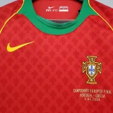 Retro 2004 Portugal Home 1:1 Quality Soccer Jersey 2004 (带胸前小字)