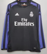 Retro Real Madrid away Black Sleeve  1:1 Quality Soccer Jersey    2016-2017