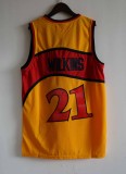 NBA Hawks #21 Dominic Wilkins yellow mesh fan shirt