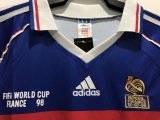 Retro France Home Long Sleeve 1:1 Quality Soccer Jersey  1998