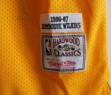 NBA Hawks #21 Dominic Wilkins yellow mesh fan shirt