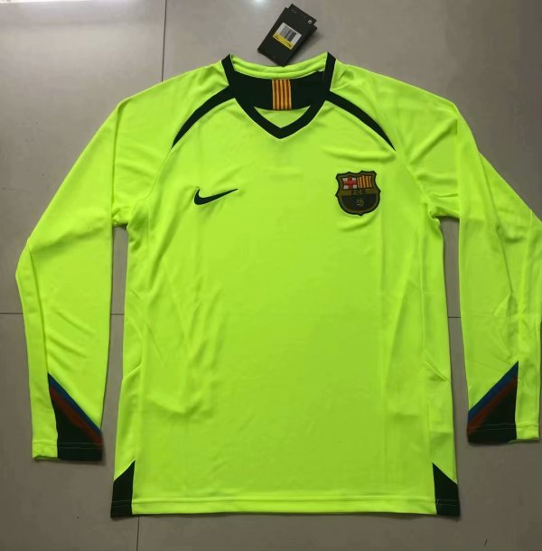 Retro Barcelona Away Long Sleeve 1:1 Quality Soccer Jersey   2005-2006