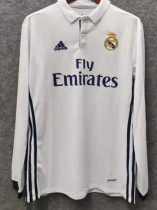 Retro Real Madrid Home Long Sleeve  1:1 Quality Soccer Jersey    2016-2017